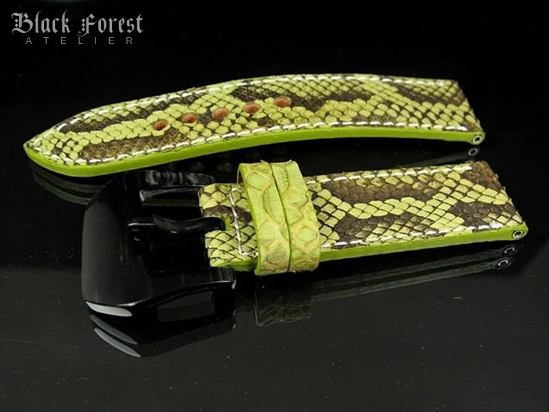 Handgefertigtes Uhrenarmband 24mm/24mm aus echtem Pythonleder in Naturfarbe PY02 – Bild 2